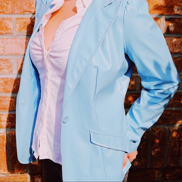 Blue Leather Jacket - Picture 2 of 2